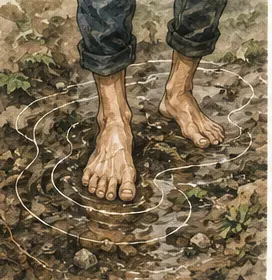 赤足踏在土地上，腳是感知世界的器官